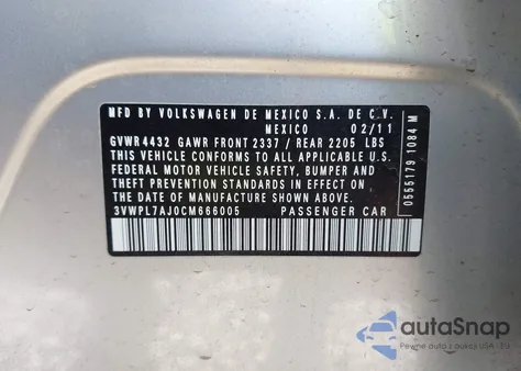 2012 Volkswagen Jetta Tdi from USA, damaged, VIN 3VWPL7AJ0CM666005